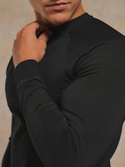 Tailored Athlete Black Muscle Fit Signature Long Sleeve T-Shirt - Image 3 of 7