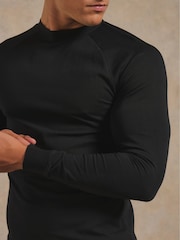 Tailored Athlete Black Muscle Fit Signature Long Sleeve T-Shirt - Image 6 of 7