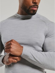 Tailored Athlete Grey Muscle Fit Extra Fine Merino Wool Crew Neck Jumper - Image 4 of 7