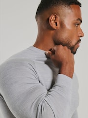 Tailored Athlete Grey Muscle Fit Extra Fine Merino Wool Crew Neck Jumper - Image 5 of 7