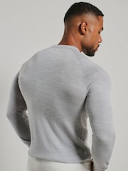Tailored Athlete Grey Muscle Fit Extra Fine Merino Wool Crew Neck Jumper - Image 6 of 7