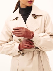 Tan Brown Leather Gloves - Image 1 of 3