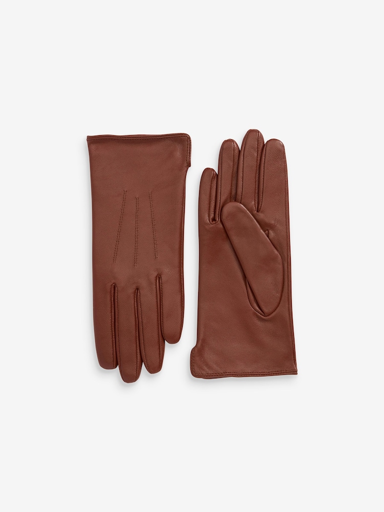 Tan Brown Leather Gloves - Image 3 of 3
