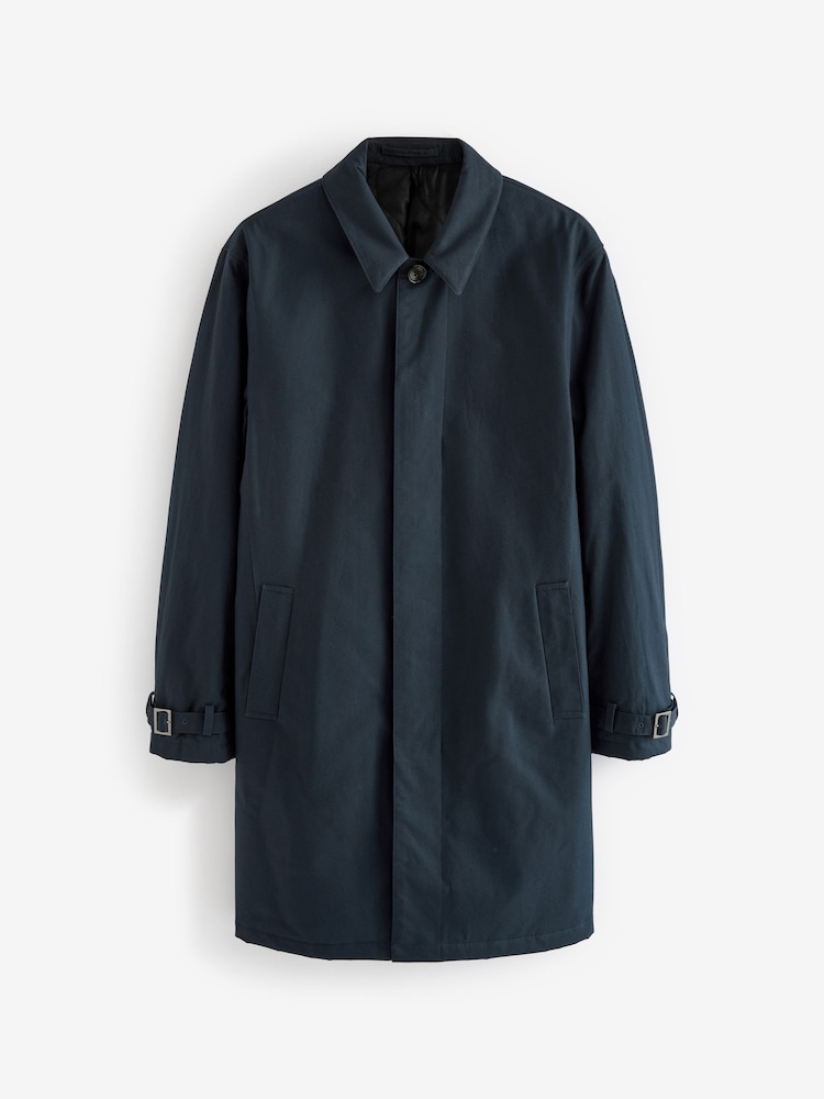 Navy Blue British Millerain Signature Shower Resistant Longer Length Trench Coat - Image 2 of 10
