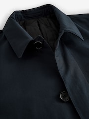 Navy Blue British Millerain Signature Shower Resistant Longer Length Trench Coat - Image 4 of 10