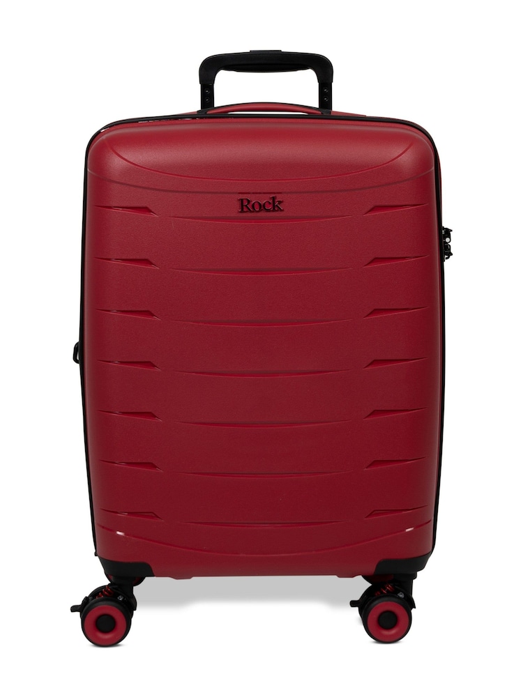 Rock Luggage Red Resilient Cabin Luggage - Image 2 of 5 Rock Luggage Red Resilient Cabin Luggage - Image 2 of 5