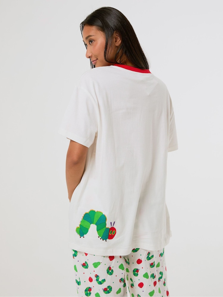 Skinnydip White The Very Hungry Caterpillar x Ringer T-Shirt and Trousers Set with Eye Mask - Image 2 of 5
