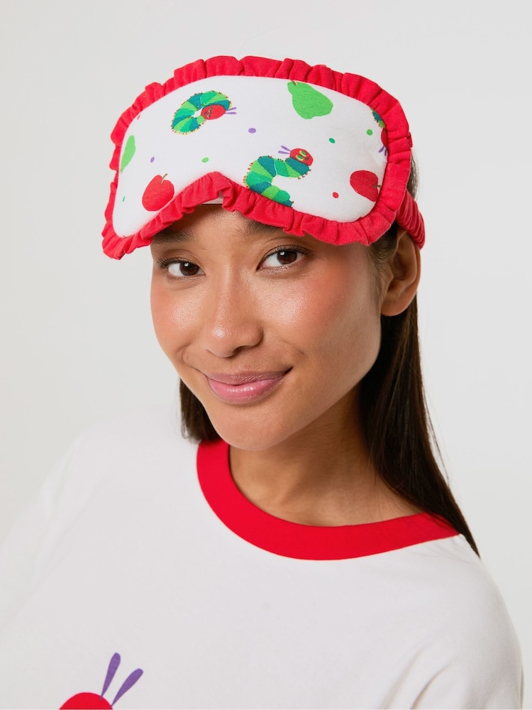 Skinnydip White The Very Hungry Caterpillar x Ringer T-Shirt and Trousers Set with Eye Mask - Image 5 of 5