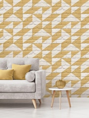 Vymura London Mustard Yellow Exclusive to Next Geo Brick Wallpaper - Image 1 of 3