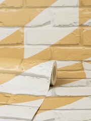 Vymura London Mustard Yellow Exclusive to Next Geo Brick Wallpaper - Image 3 of 3