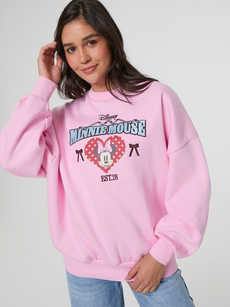 Skinnydip Pink Disney Minnie Mouse Polka Dot Sweatshirt - Image 1 of 5