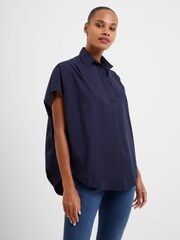 French Connection Blue 100% Cotton Cele Rhodes Poplin Sleeveless Shirt - Image 1 of 4