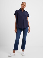 French Connection Blue 100% Cotton Cele Rhodes Poplin Sleeveless Shirt - Image 3 of 4