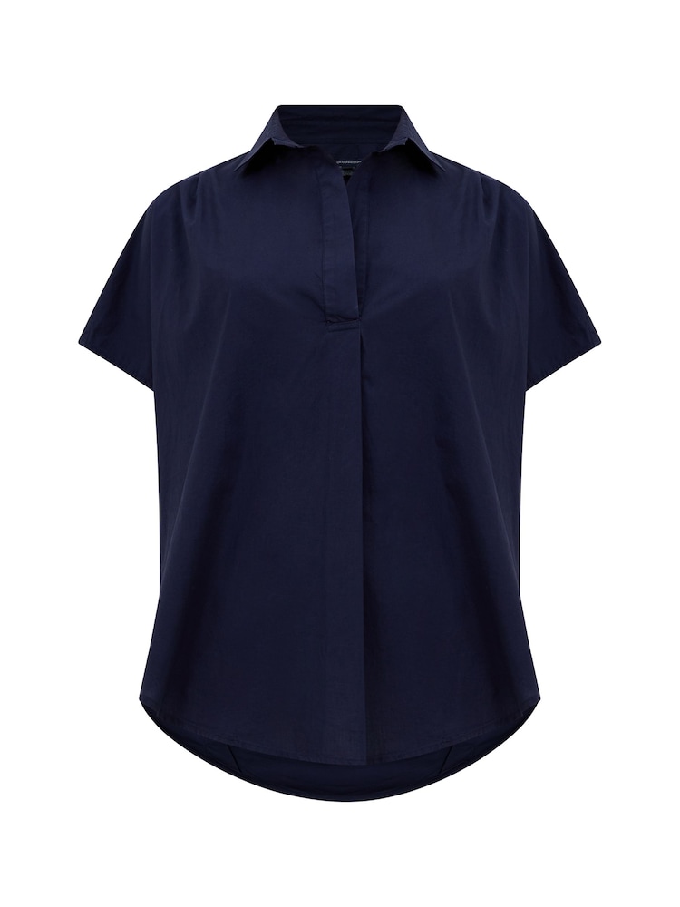 French Connection Blue 100% Cotton Cele Rhodes Poplin Sleeveless Shirt - Image 4 of 4