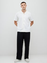 River Island Cream Regular Fit Slinky Revere Shirt - Image 1 of 4