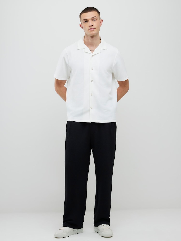 River Island Cream Regular Fit Slinky Revere Shirt - Image 1 of 4