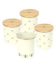 Dexam Set of 3 Cream Bees Knees Tea, Coffee & Sugar Storage Jars plus Utensil Holder - Image 2 of 2