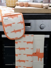 Scion Natural Mr Fox Double Oven Glove & Set of 2 Tea Towels - Image 1 of 2