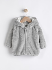 Grey Baby Cosy Fleece Jacket with 3D Ears - Image 1 of 8