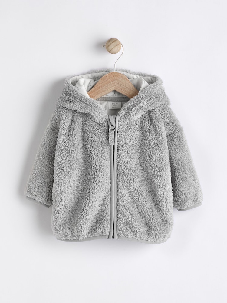 Grey Baby Cosy Fleece Jacket with 3D Ears - Image 1 of 8