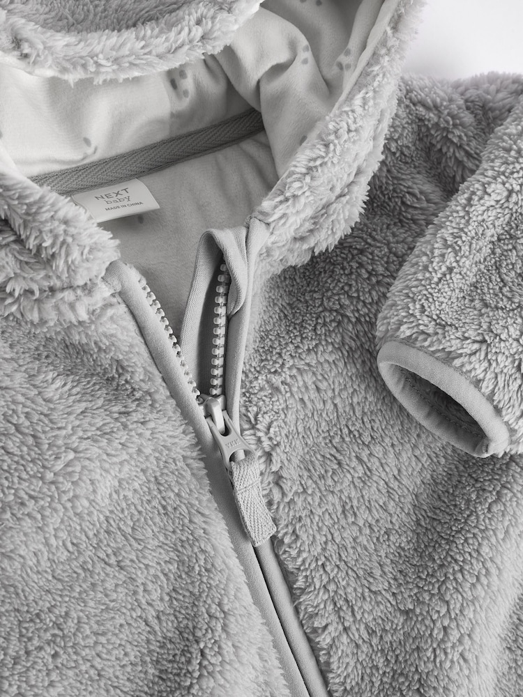 Grey Baby Cosy Fleece Jacket with 3D Ears - Image 8 of 8
