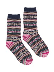 Joules Women's Lucille Navy Fairisle Pattern Socks - Image 1 of 3