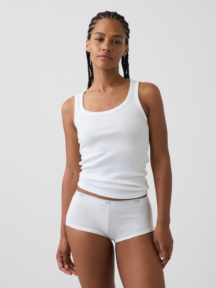 Gap White Soft Stretch Logo Boy Short Briefs - Image 1 of 4 Gap White Soft Stretch Logo Boy Short Briefs - Image 1 of 4