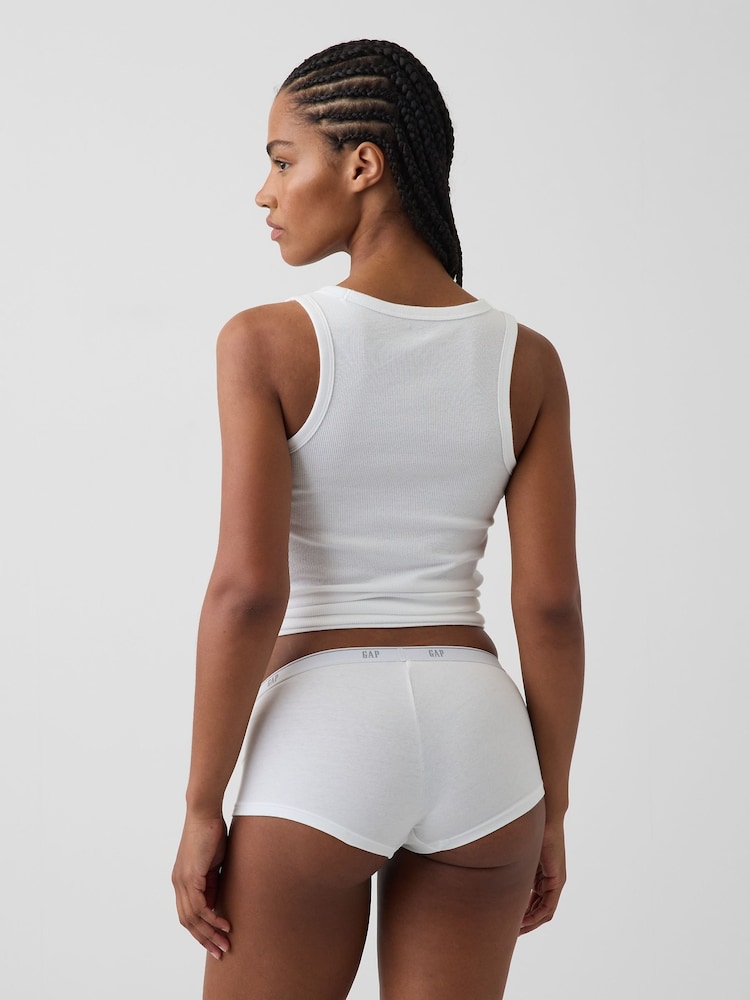 Gap White Soft Stretch Logo Boy Short Briefs - Image 2 of 4 Gap White Soft Stretch Logo Boy Short Briefs - Image 2 of 4