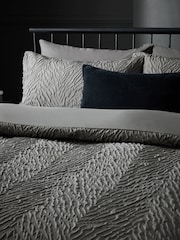 Grey Charcoal Embossed Animal Texture Duvet Cover and Pillowcase Set - Image 2 of 3