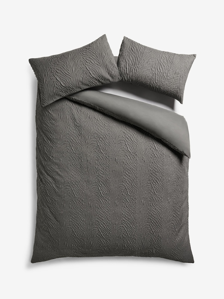 Grey Charcoal Embossed Animal Texture Duvet Cover and Pillowcase Set - Image 3 of 3