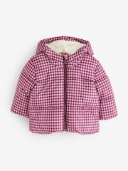 Gap Purple Gingham Print Puffer Jacket - Image 1 of 5