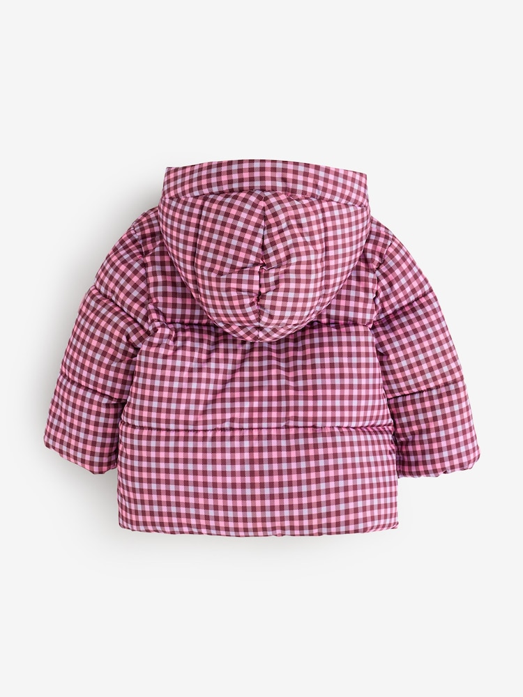 Gap Purple Gingham Print Puffer Jacket - Image 2 of 5 Gap Purple Gingham Print Puffer Jacket - Image 2 of 5