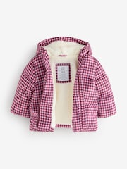 Gap Purple Gingham Print Puffer Jacket - Image 3 of 5
