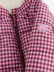 Gap Purple Gingham Print Puffer Jacket - Image 5 of 5