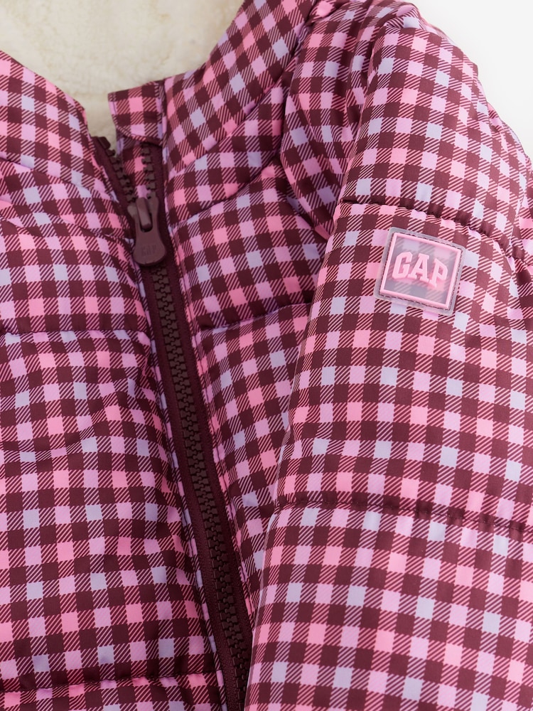 Gap Purple Gingham Print Puffer Jacket - Image 5 of 5 Gap Purple Gingham Print Puffer Jacket - Image 5 of 5