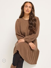 Yours Curve Light Brown Drop Waist Dress - Image 1 of 7