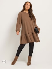 Yours Curve Light Brown Drop Waist Dress - Image 2 of 7