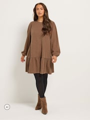 Yours Curve Light Brown Drop Waist Dress - Image 4 of 7