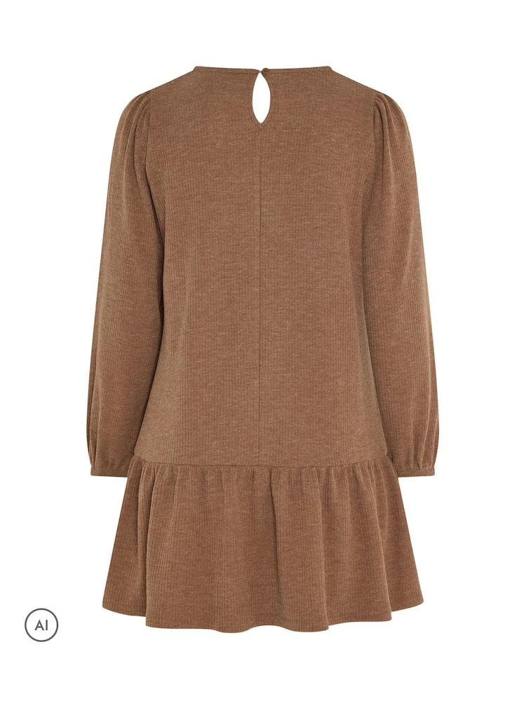 Yours Curve Light Brown Drop Waist Dress - Image 7 of 7 Yours Curve Light Brown Drop Waist Dress - Image 7 of 7