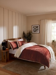 Rust Red Brooklyn Quilted Velvet Duvet Cover and Pillowcase Set - Image 1 of 3