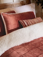 Rust Red Brooklyn Quilted Velvet Duvet Cover and Pillowcase Set - Image 2 of 3