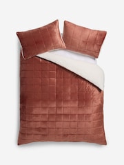 Rust Red Brooklyn Quilted Velvet Duvet Cover and Pillowcase Set - Image 3 of 3