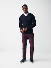 Navy Blue Oxford V-Neck Regular Mock Shirt Jumper - Image 4 of 4