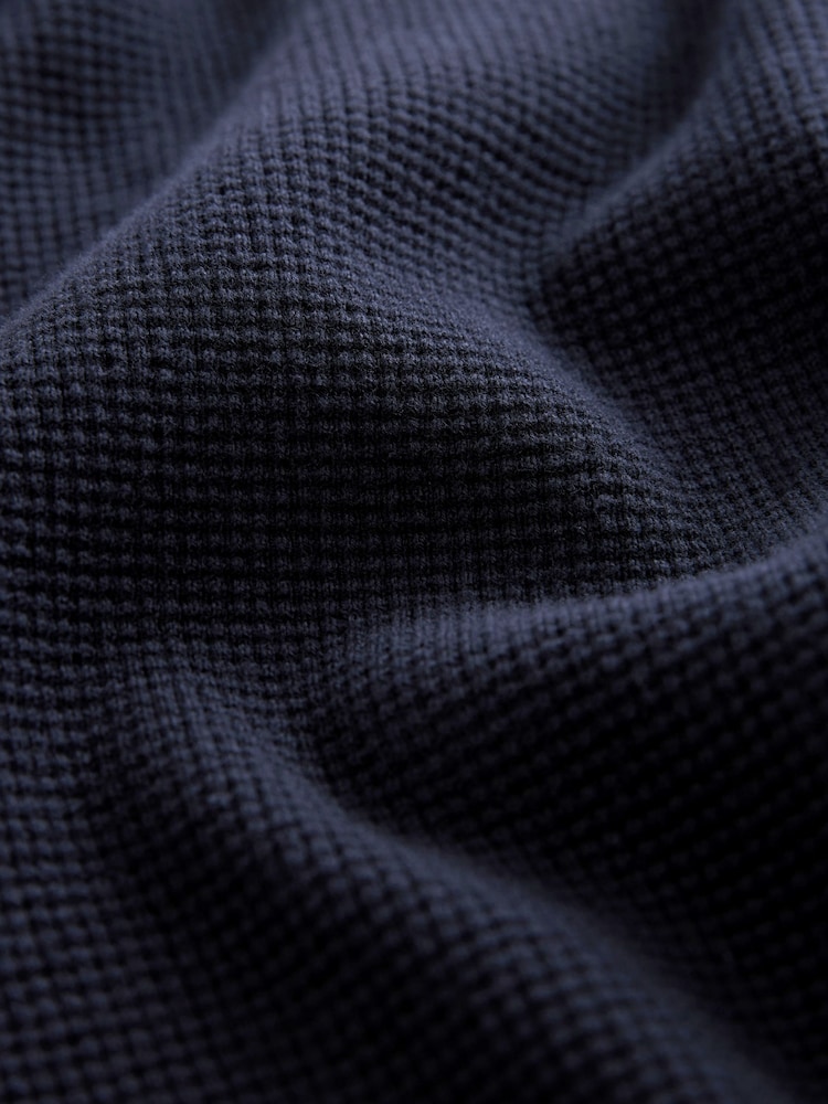 Marineblau/Oxford - V-Ausschnitt - Pullover in regulärer Passform mit Stehkragen - Bild 7 von 7