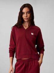 Calvin Klein Red Relaxed Woven Monologo French Terry Sweatshirt - Image 1 of 7
