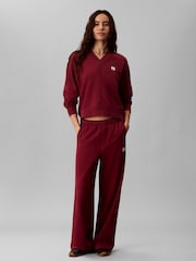 Calvin Klein Red Relaxed Woven Monologo French Terry Sweatshirt - Image 3 of 7