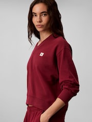 Calvin Klein Red Relaxed Woven Monologo French Terry Sweatshirt - Image 6 of 7