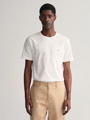 GANT White 100% Cotton Shield Logo T-Shirt - Image 1 of 5