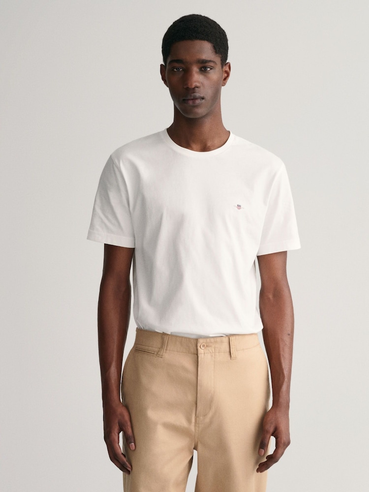 GANT White 100% Cotton Shield Logo T-Shirt - Image 1 of 5