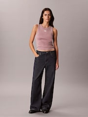 Фіолетовий - Calvin Klein Ткана майка в рубчик Monologo - Image 2 of 6